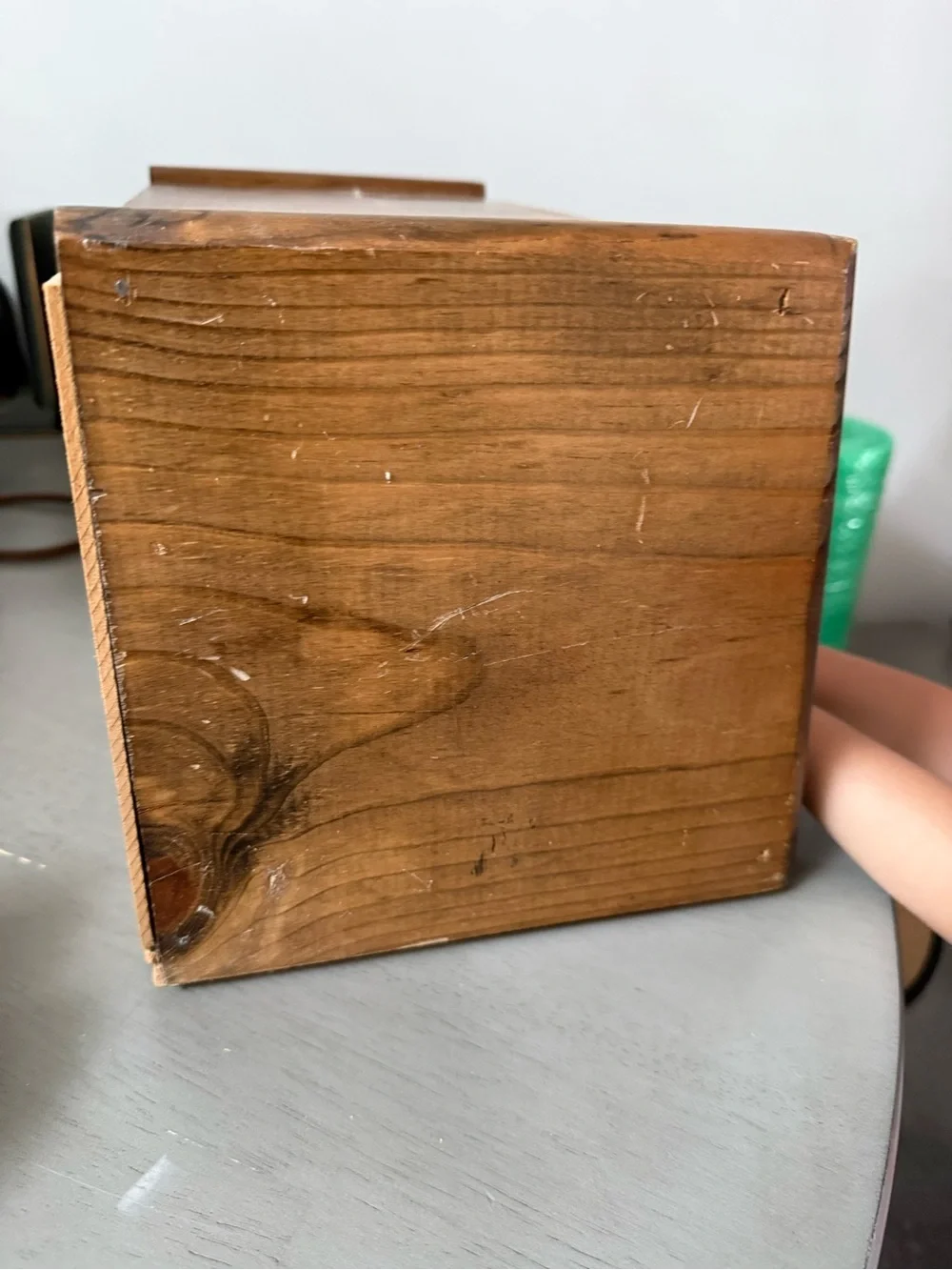 Wooden Bread Box with Vintage Lettering